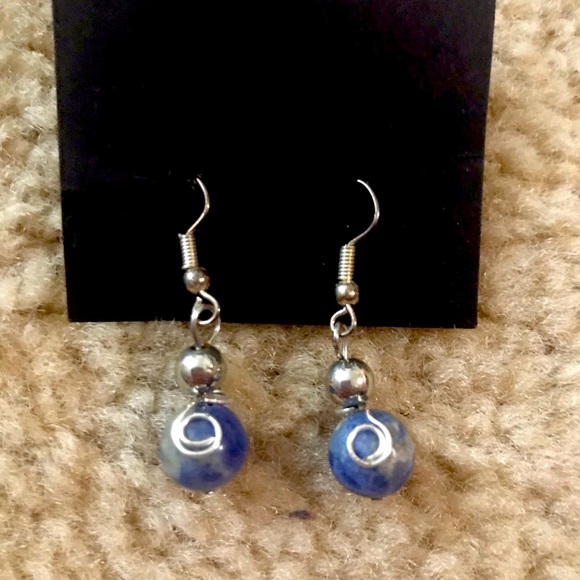 Sodalite stone earrings - Picture 1 of 2